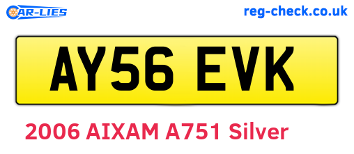 AY56EVK are the vehicle registration plates.