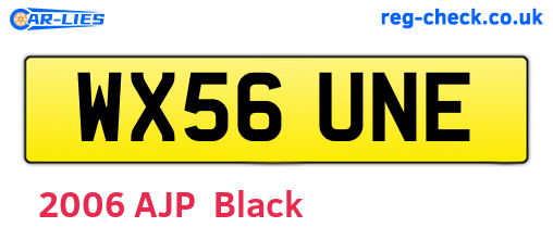 WX56UNE are the vehicle registration plates.