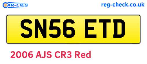 SN56ETD are the vehicle registration plates.