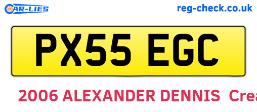 PX55EGC are the vehicle registration plates.