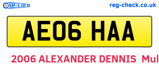 AE06HAA are the vehicle registration plates.