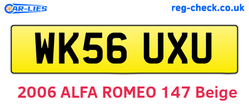 WK56UXU are the vehicle registration plates.