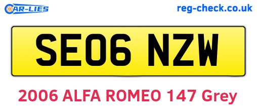 SE06NZW are the vehicle registration plates.