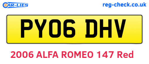 PY06DHV are the vehicle registration plates.