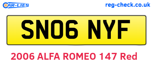 SN06NYF are the vehicle registration plates.