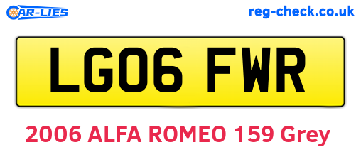 LG06FWR are the vehicle registration plates.