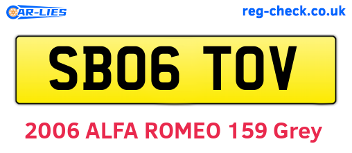 SB06TOV are the vehicle registration plates.