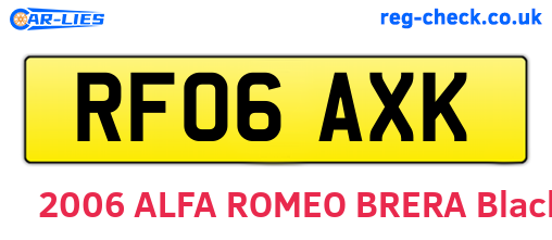 RF06AXK are the vehicle registration plates.