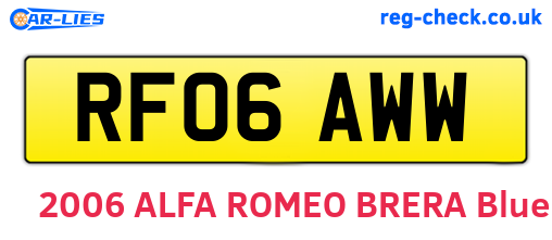 RF06AWW are the vehicle registration plates.