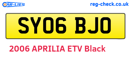 SY06BJO are the vehicle registration plates.