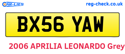 BX56YAW are the vehicle registration plates.