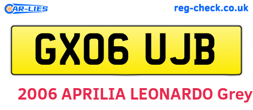 GX06UJB are the vehicle registration plates.