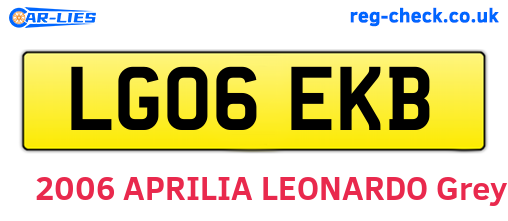LG06EKB are the vehicle registration plates.