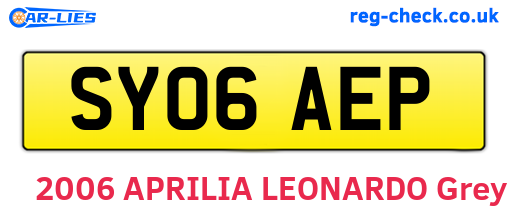 SY06AEP are the vehicle registration plates.