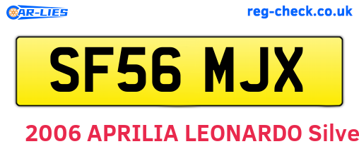 SF56MJX are the vehicle registration plates.