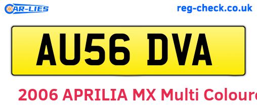 AU56DVA are the vehicle registration plates.