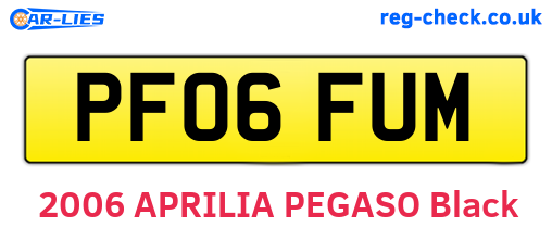 PF06FUM are the vehicle registration plates.
