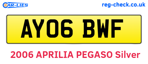 AY06BWF are the vehicle registration plates.