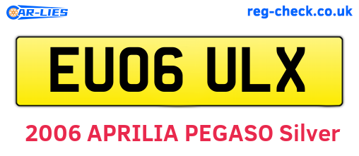 EU06ULX are the vehicle registration plates.
