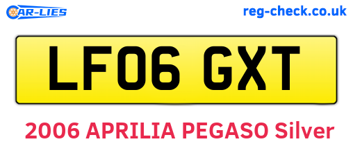 LF06GXT are the vehicle registration plates.