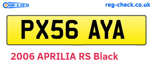 PX56AYA are the vehicle registration plates.