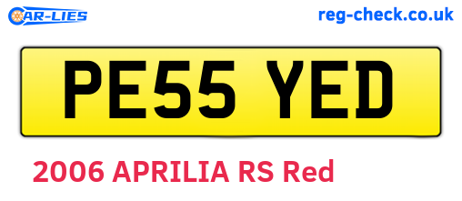 PE55YED are the vehicle registration plates.