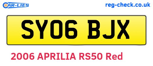 SY06BJX are the vehicle registration plates.
