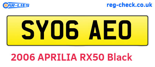 SY06AEO are the vehicle registration plates.