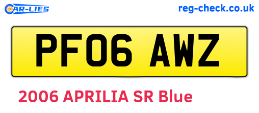 PF06AWZ are the vehicle registration plates.