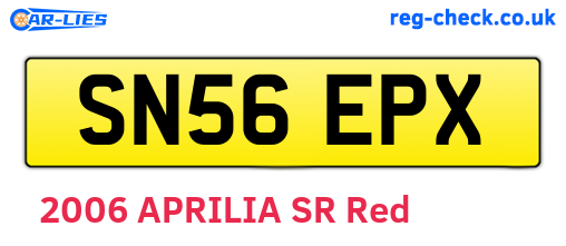 SN56EPX are the vehicle registration plates.