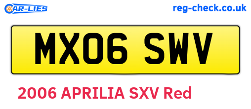 MX06SWV are the vehicle registration plates.