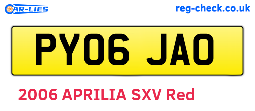 PY06JAO are the vehicle registration plates.