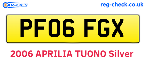 PF06FGX are the vehicle registration plates.