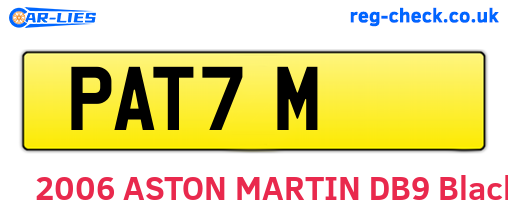 PAT7M are the vehicle registration plates.