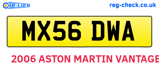 MX56DWA are the vehicle registration plates.