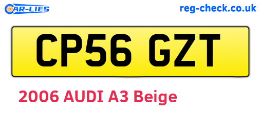 CP56GZT are the vehicle registration plates.