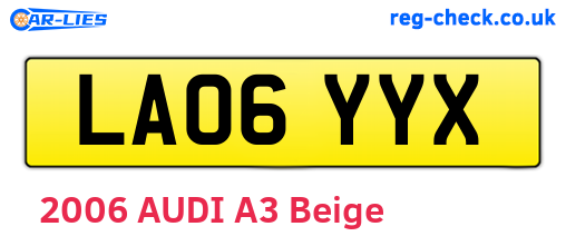 LA06YYX are the vehicle registration plates.