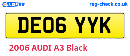 DE06YYK are the vehicle registration plates.