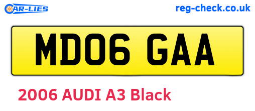 MD06GAA are the vehicle registration plates.