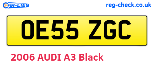 OE55ZGC are the vehicle registration plates.