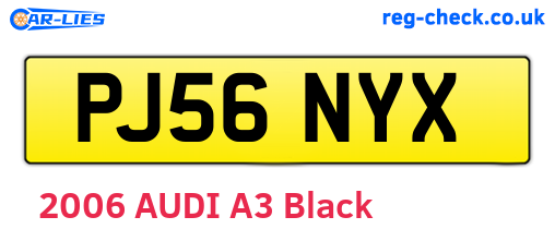 PJ56NYX are the vehicle registration plates.