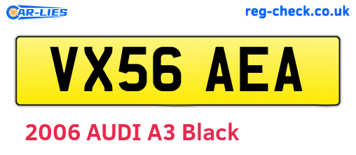 VX56AEA are the vehicle registration plates.
