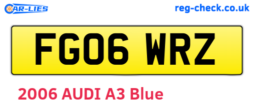FG06WRZ are the vehicle registration plates.