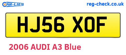 HJ56XOF are the vehicle registration plates.