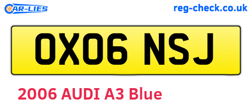 OX06NSJ are the vehicle registration plates.