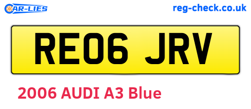 RE06JRV are the vehicle registration plates.