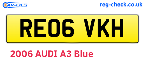 RE06VKH are the vehicle registration plates.