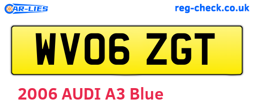 WV06ZGT are the vehicle registration plates.