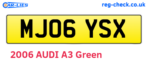MJ06YSX are the vehicle registration plates.