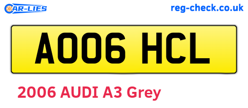 AO06HCL are the vehicle registration plates.